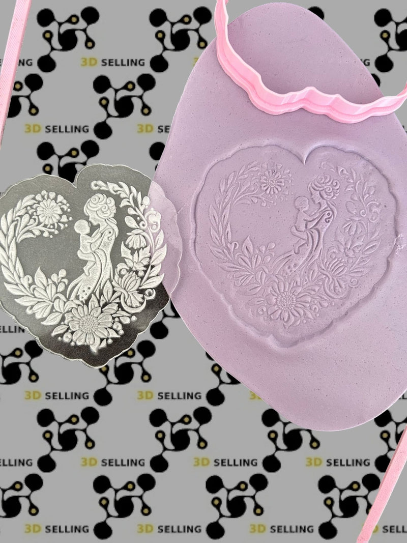 Timbro + cutter in acrilico Mamma con Bebè Mod3 - 3d Selling