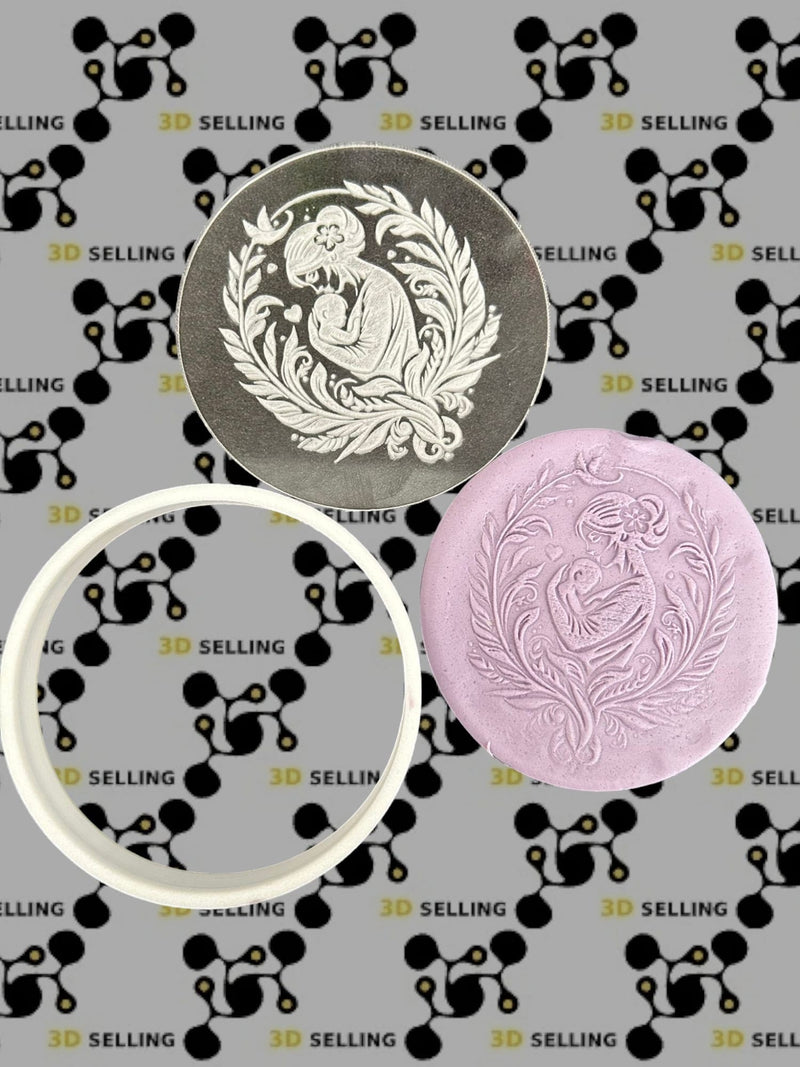 Timbro + cutter in acrilico Mamma con Bebè Mod5 - 3d Selling
