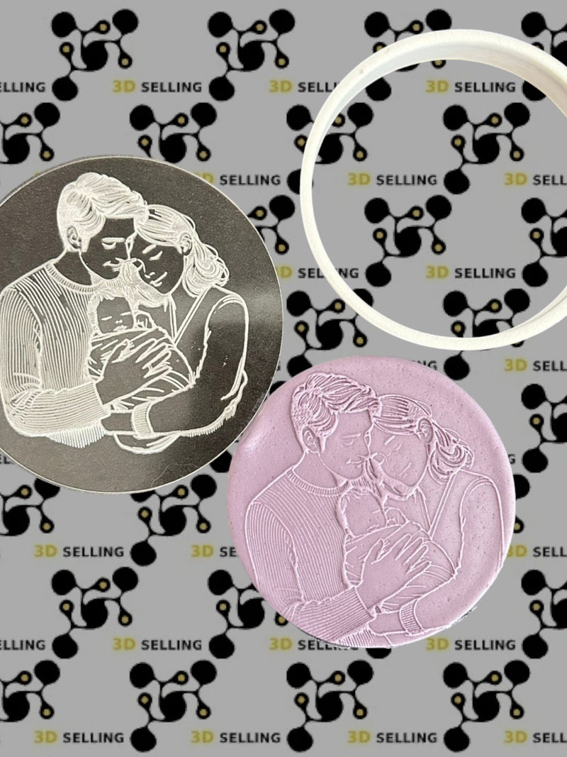 Timbro + cutter in acrilico Mamma e Papà - 3d Selling
