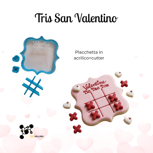 SELLING3D Casa, arredamento e bricolage:Articoli per cucina e bar:Accessori per pasticceria:Altro accessori per pasticceria Tris San Valentino – Placchetta in Acrilico + Cutter per Biscotti