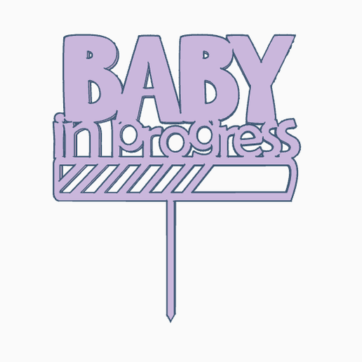Cake topper babyshower baby in progress lui o lei boy or girl baby shower - 3d Selling