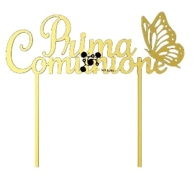 Cake Topper La Mia Prima Comunione Plexiglass Specchiato - 3d Selling