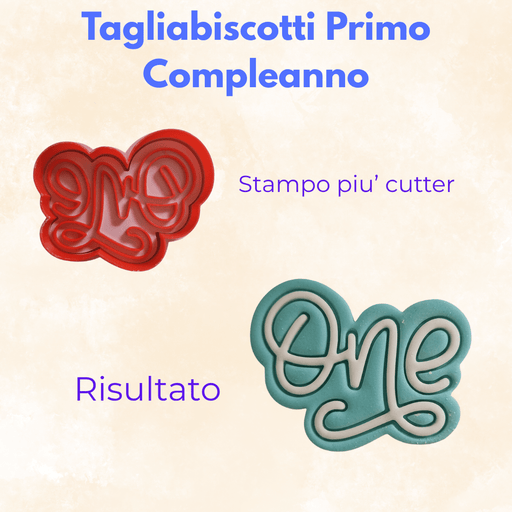 SELLING3D Casa, arredamento e bricolage:Articoli per cucina e bar:Accessori per pasticceria:Decorazioni torte e topper:Cake topper Tagliabiscotti Primo Compleanno “One”