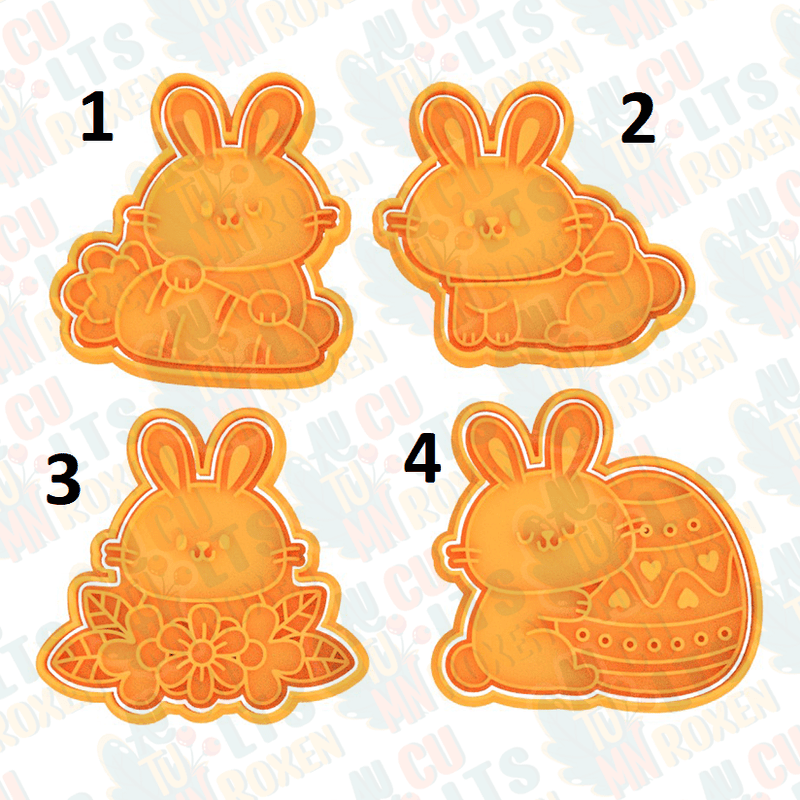 Coniglietti di Pasqua set 4 pezzi cookie cutter formina tagliabiscotti - 3d Selling