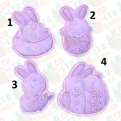 Selling3D Casa, arredamento e bricolage:Articoli per cucina e bar:Accessori per pasticceria:Formine e stampi per biscotti 1 Coniglietti di Pasqua set 4 pezzi cookie cutter formina tagliabiscotti