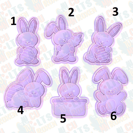 Selling3D Casa, arredamento e bricolage:Articoli per cucina e bar:Accessori per pasticceria:Formine e stampi per biscotti 1 Coniglietti Pasqua set 6 pezzi cookie cutter formina tagliabiscotti cake design