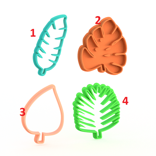 Selling3D Casa, arredamento e bricolage:Articoli per cucina e bar:Accessori per pasticceria:Formine e stampi per biscotti 1 Foglie Tropicali Set 4 pezzi cookie cutter formina tagliabiscotti  o PDZ