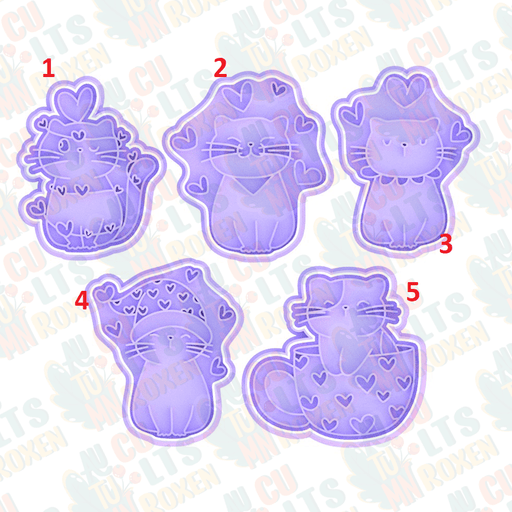 Selling3D Casa, arredamento e bricolage:Articoli per cucina e bar:Accessori per pasticceria:Formine e stampi per biscotti 1 Gatti con cuori set san Valentino cookie cutter formina tagliabiscotti