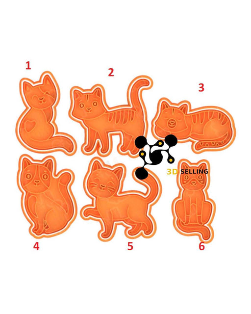 Selling3D Casa, arredamento e bricolage:Articoli per cucina e bar:Accessori per pasticceria:Formine e stampi per biscotti 1 Gattini set 6 pezzi cookie cutter formina tagliabiscotti o PDZ gatti