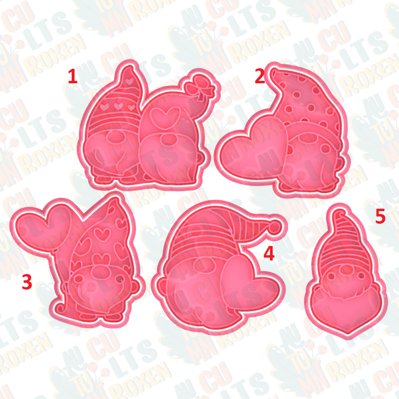 Gnomo con cuori set san Valentino cookie cutter formina tagliabiscotti - 3d Selling