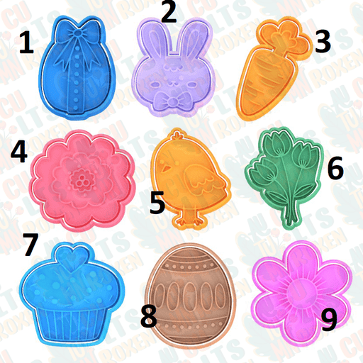 Selling3D Casa, arredamento e bricolage:Articoli per cucina e bar:Accessori per pasticceria:Formine e stampi per biscotti 1 Happy Easter Pasqua set 9 pezzi cookie cutter formina tagliabiscotti cake design