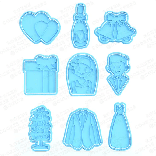 selling3d Casa, arredamento e bricolage:Articoli per cucina e bar:Accessori per pasticceria:Formine e stampi per biscotti 1 pezzo Formina tagliabiscotti Matrimonio Wedding set cookie cutter pasta di zucchero