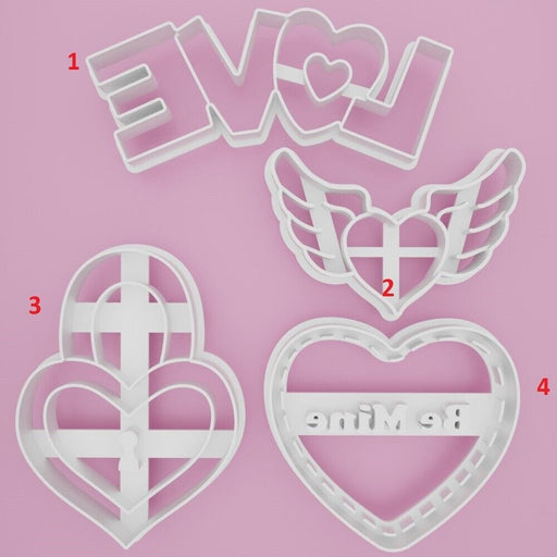 Selling3D Casa, arredamento e bricolage:Articoli per cucina e bar:Accessori per pasticceria:Formine e stampi per biscotti 1 San Valentino set cookie cutter formina tagliabiscotti