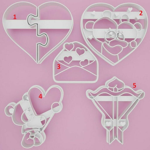 Selling3D Casa, arredamento e bricolage:Articoli per cucina e bar:Accessori per pasticceria:Formine e stampi per biscotti 1 San Valentino set cookie cutter formina tagliabiscotti