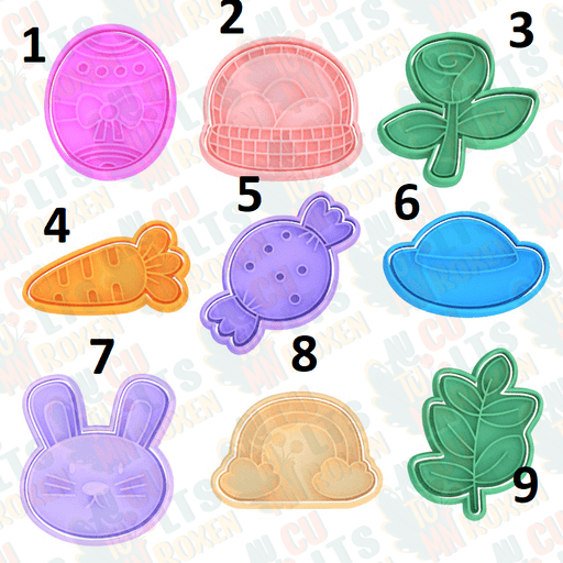 Selling3D Casa, arredamento e bricolage:Articoli per cucina e bar:Accessori per pasticceria:Formine e stampi per biscotti 1 Tema Pasqua set 9 pezzi cookie cutter formina tagliabiscotti cake design