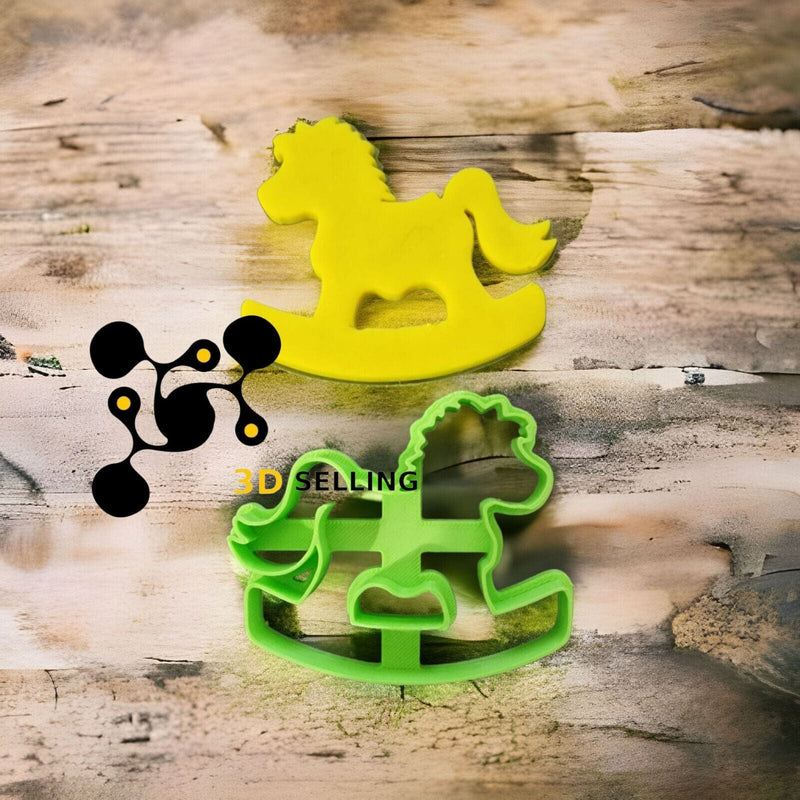Cavallo a dondolo cookie cutter formina tagliabiscotti cake design professionale - 3d Selling