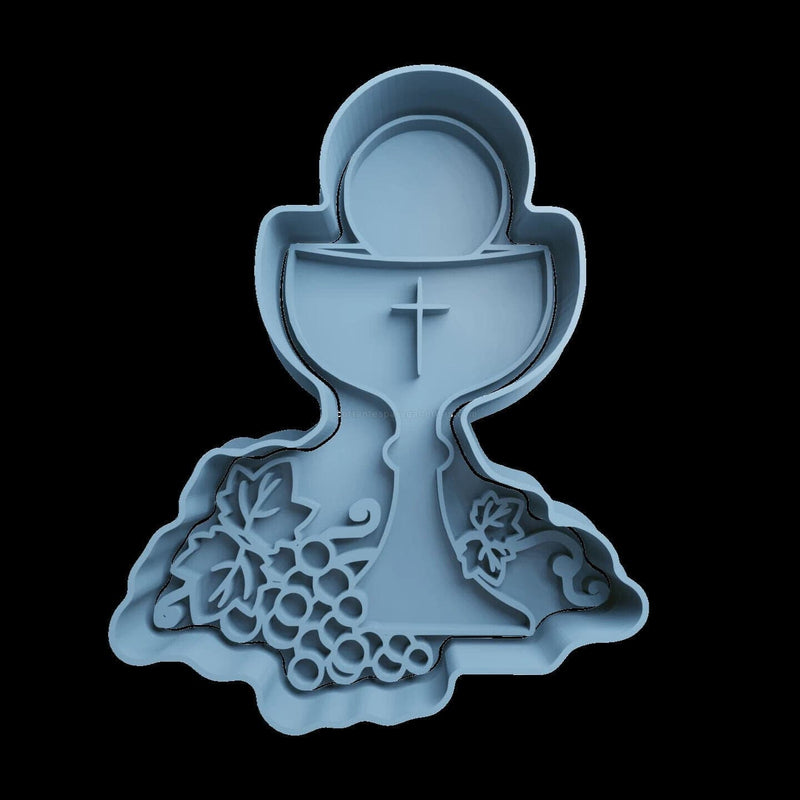 Calice idea prima comunione emboss cookie cutter con manico tagliabiscotti 8CM - 3d Selling