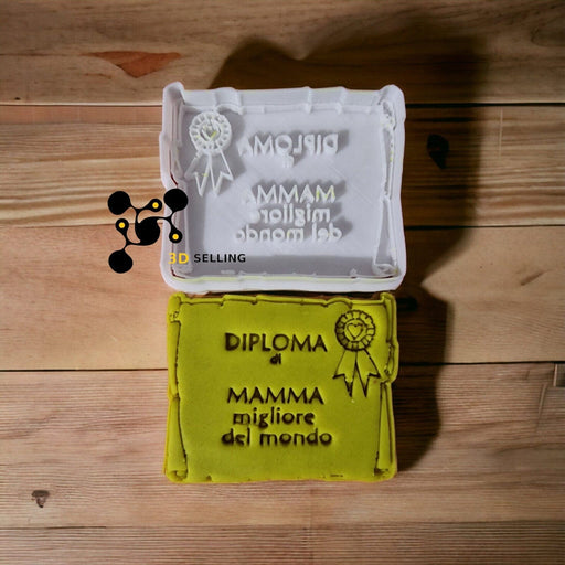 selling3d Casa, arredamento e bricolage:Articoli per cucina e bar:Accessori per pasticceria:Formine e stampi per biscotti Festa della mamma diploma cookie cutter formina tagliabiscotti o pdz 8 CM