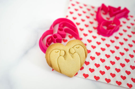 Selling3D Casa, arredamento e bricolage:Articoli per cucina e bar:Accessori per pasticceria:Formine e stampi per biscotti Flamingo in coppia cuore idea san valentin cookie cutter formina tragliabiscotti