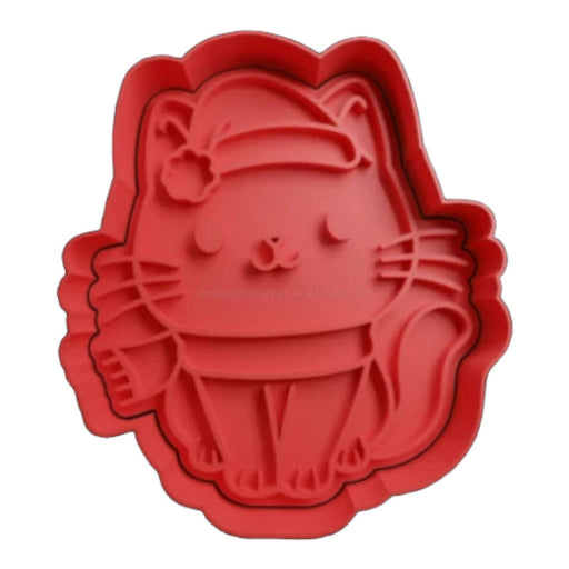 selling3d Casa, arredamento e bricolage:Articoli per cucina e bar:Accessori per pasticceria:Formine e stampi per biscotti Gatto di Natale formina tagliabiscotti cookie cutter natalizi 8cm