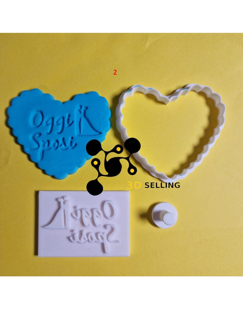 Oggi sposi cookie cutter con manico set 2 pezz formina tagliabiscotti matrimonio - 3d Selling