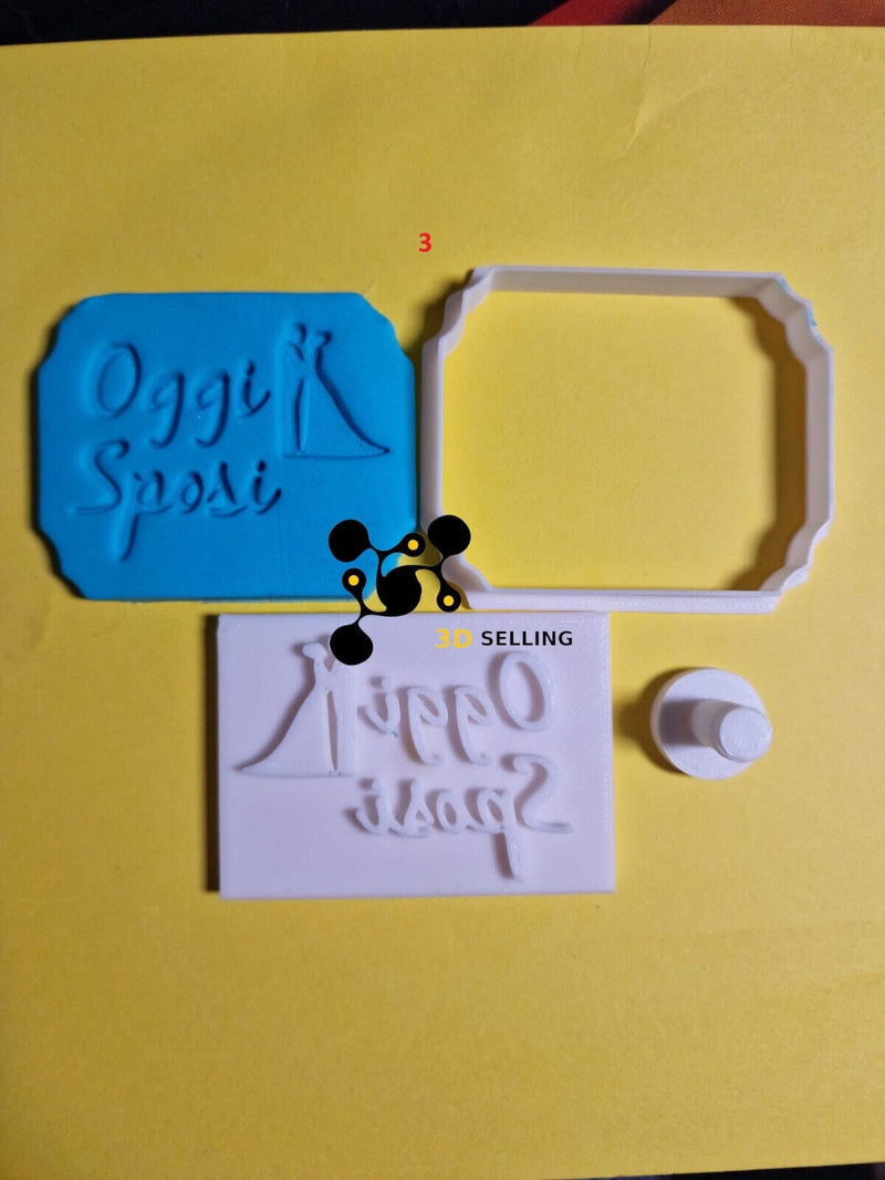 Oggi sposi cookie cutter con manico set 2 pezz formina tagliabiscotti matrimonio - 3d Selling