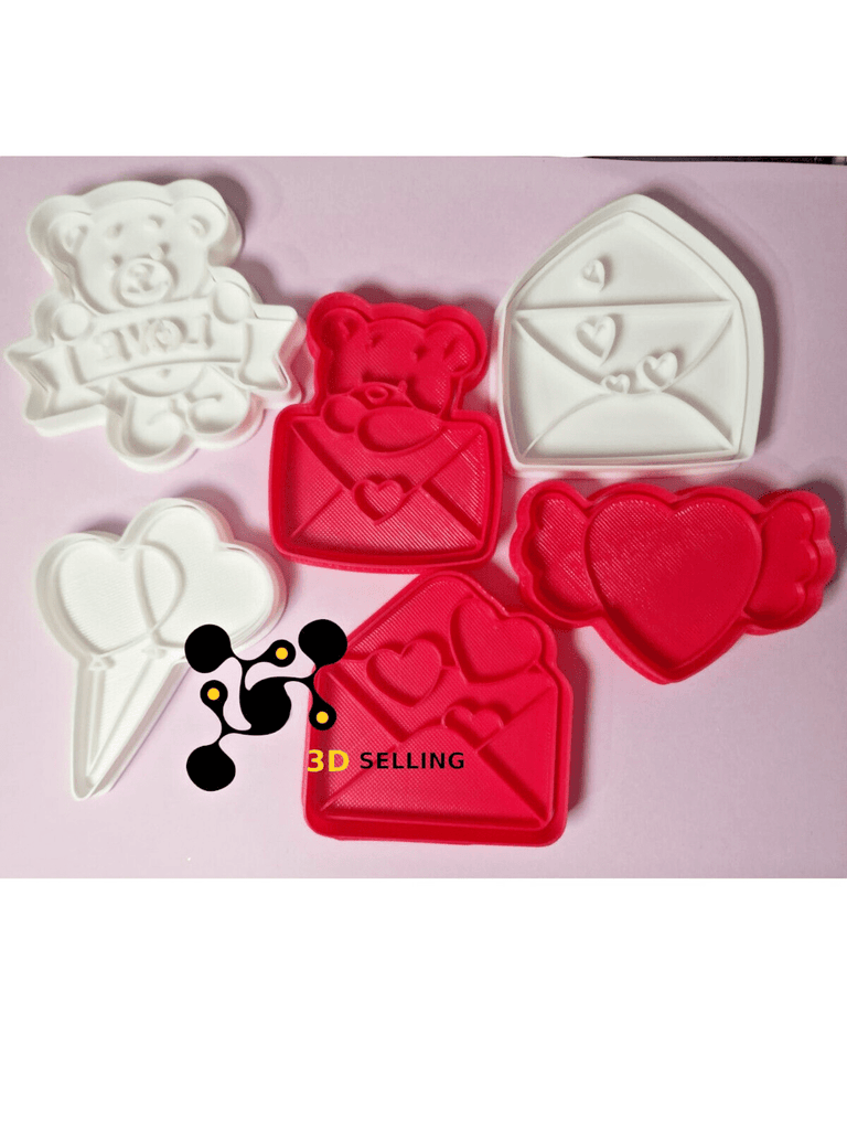 San valentino set 6 pezzi cookie cutter formina tagliabiscotti love — 3d  Selling