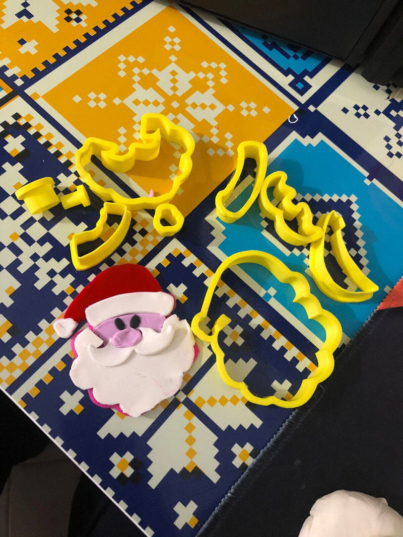 Set  Babbo Natale Santa Claus Cookie Cutter Scomposto Natalizi - 3d Selling