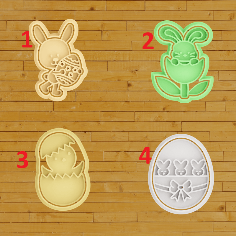 Conigli Pasqua Set 4 pezzi cookie cutter formina tagliabiscotti cake design PDZ - 3d Selling