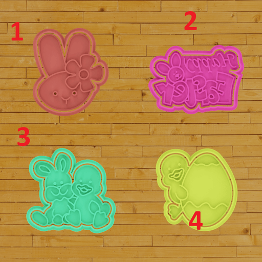 Selling3D Casa, arredamento e bricolage:Articoli per cucina e bar:Accessori per pasticceria:Formine e stampi per biscotti Set Completo Conigli Pasqua Set 4 pezzi cookie cutter formina tagliabiscotti cake design PDZ