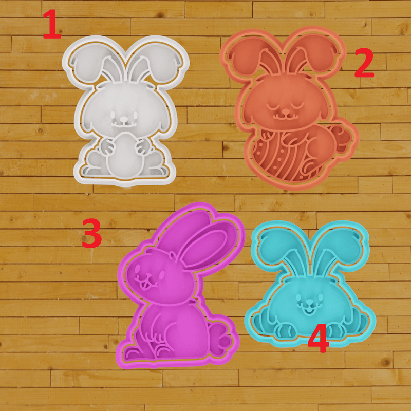 Conigli Pasqua Set 4 pezzi cookie cutter formina tagliabiscotti cake design PDZ - 3d Selling
