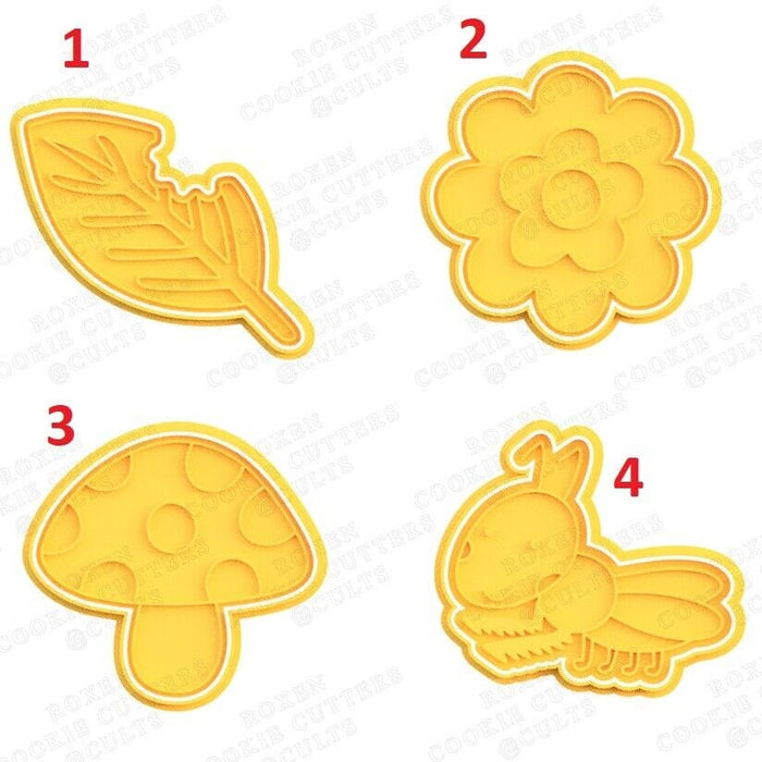 Selling3D Casa, arredamento e bricolage:Articoli per cucina e bar:Accessori per pasticceria:Formine e stampi per biscotti Set Completo Fiori e foglie set 4 pezzi cookie cutter formina tagliabiscotti PDZ