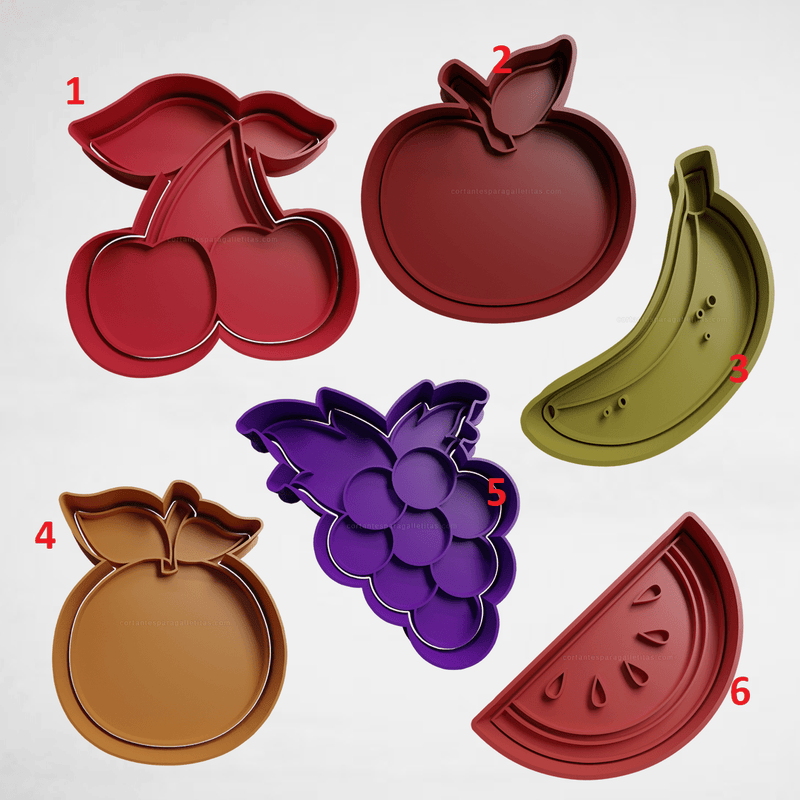Frutta set 6 pezzi cookie cutter formina tgliabiscotti cake design PDZ - 3d Selling