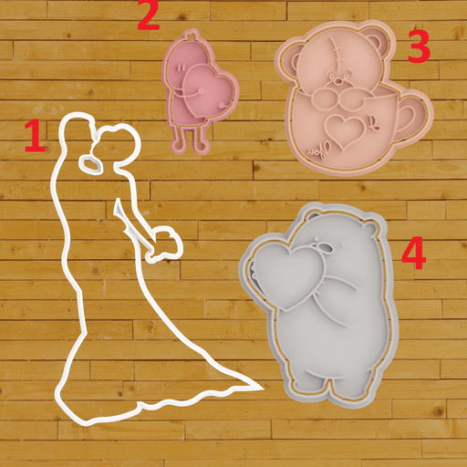 Selling3D Casa, arredamento e bricolage:Articoli per cucina e bar:Accessori per pasticceria:Formine e stampi per biscotti Set Completo Matrimonio Set 4 pezzi cookie cutter formina tagliabiscotti cake design PDZ