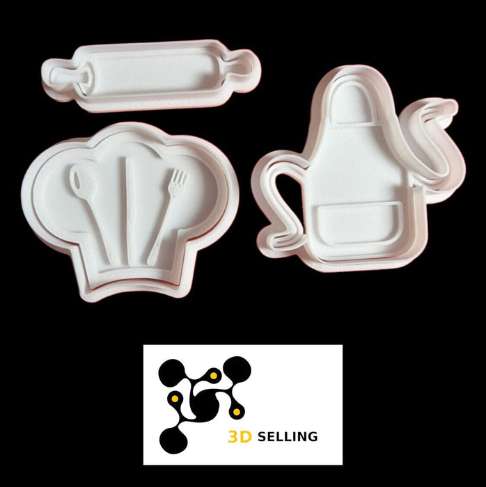 Selling3D Casa, arredamento e bricolage:Articoli per cucina e bar:Accessori per pasticceria:Formine e stampi per biscotti Set Completo Set cookie cutter cucina mattarello grembiule cappello  formina tagliabiscotti