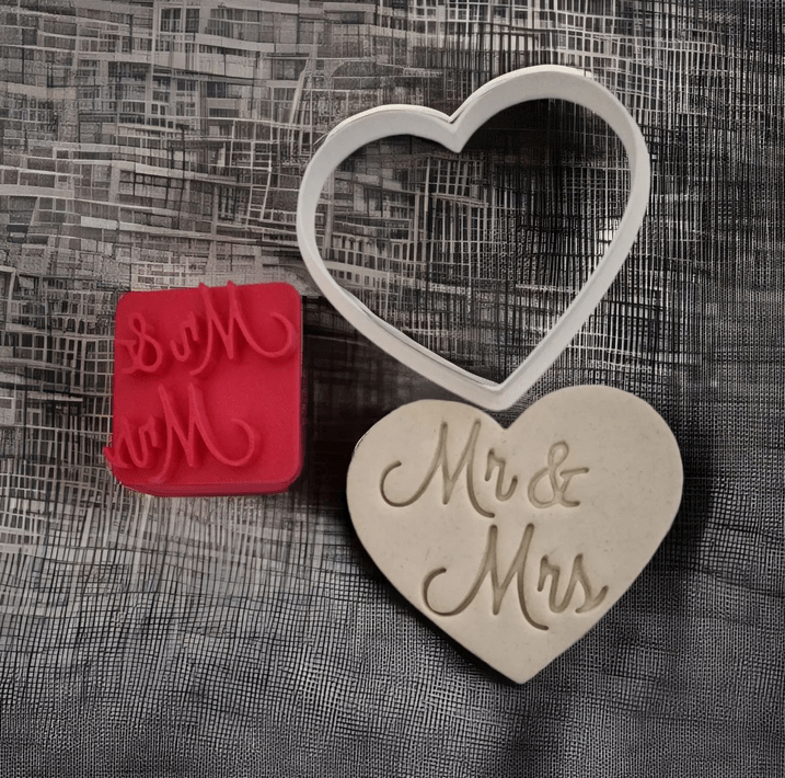Timbro cookie cutter sposi cuore mr & mrs stampo per biscotti - 3d Selling