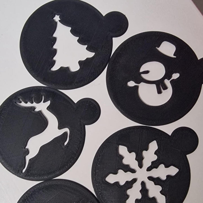 stencil per cappuccino forma natale albero renna pupazzo di neve fiocco di neve - 3d Selling