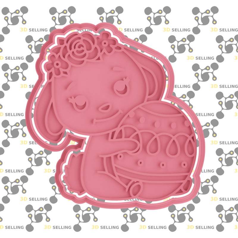 Coniglietta con fiori - 3d Selling