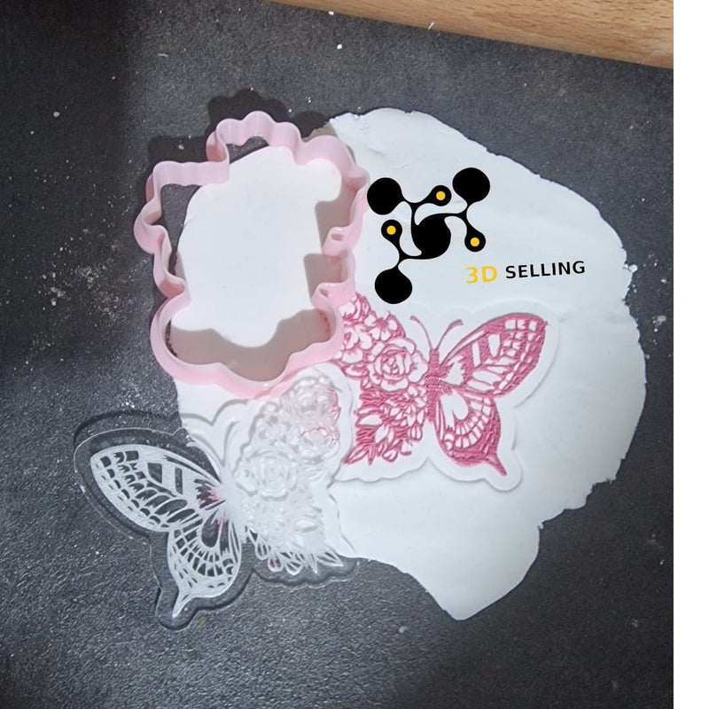 Stampo in acrilico + cutter Farfalla floreale - 3d Selling